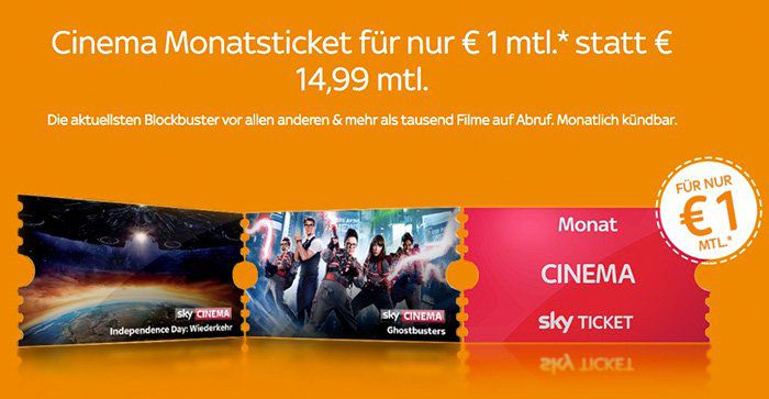 Sky Cinema Ticket bis Ende Juni nur 2€ (statt 30€)   nur Neukunden