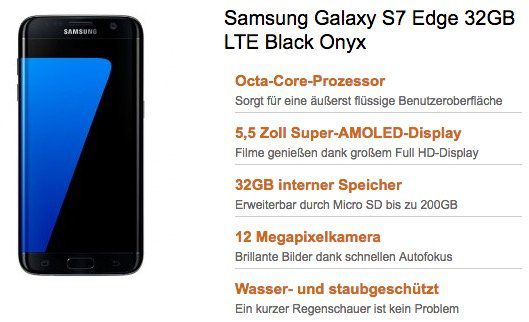 TOP! Samsung Galaxy S7 Edge nur 1€ + Vodafone Young M mit 3GB LTE für eff. 27,53€ mtl.