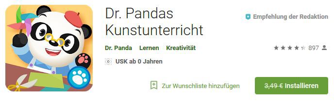 Dr. Pandas Kunstunterricht (Android/iOS) kostenlos statt 3,49€
