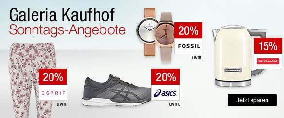 Galeria Kaufhof Sonntagsangebote   z.B. 15% auf TipToi Spiele   20% auf Runningartikel   30% auf ausgewählte edle Tropfen