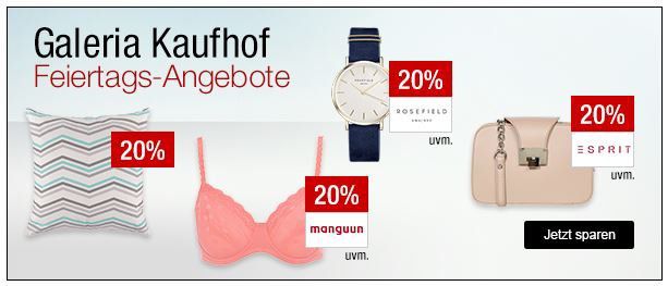 Galeria Kaufhof Sonntagsangebote   z.B. 20% auf ausgewählte Uhren und Schmuck, Sportbekeidung, Bademoden