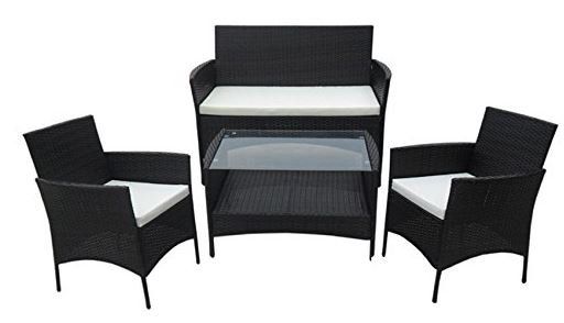 Garten Lounge Set Polyrattan: 1 Tisch + 2 Sessel + 1 Sofa für nur 143,91€