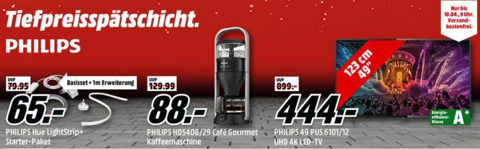 Media Markt Philips Tiefpreisspätschicht   günstige Elektrokleingeräte, TV & Audio, Hue Produkte und mehr Lichtprodukte