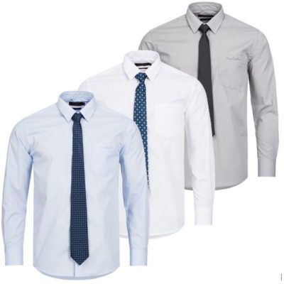 Pierre Cardin Herren Designer Hemd mit Krawatte für 27,99€