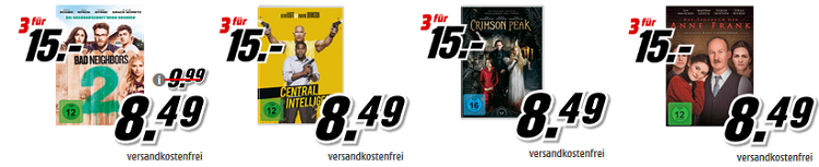 Media Markt: DVDs für 15€ oder Blu rays mit Filmen für 18€