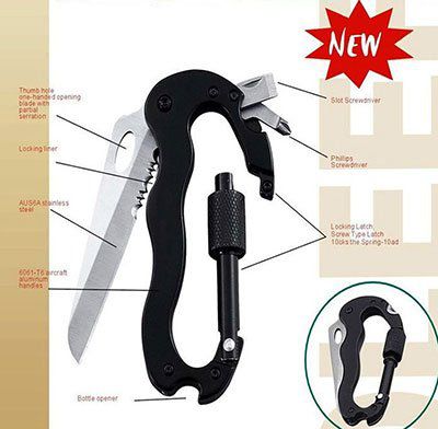 5 in 1 Karabiner mit Werkzeug + Klinge für 2,70€