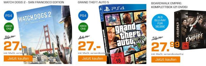 Saturn Weekend Sale: u.a. Watch Dogs 2 (San Francisco Edition)[PS4, XBox one] statt 47€ für je 27€