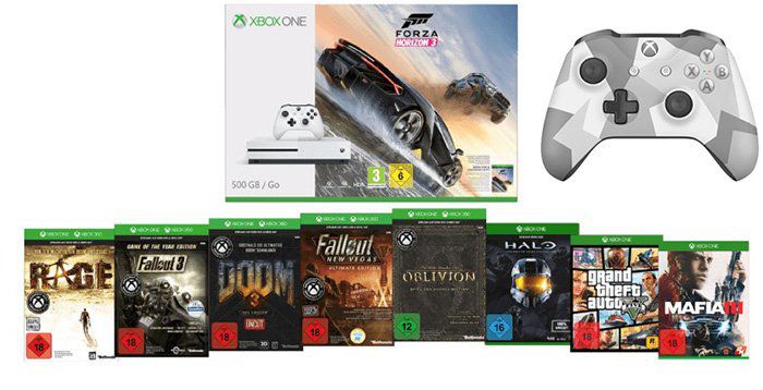 Xbox One S 500GB inkl. 9 Games + 2. Controller ab 319€ (statt 492€)