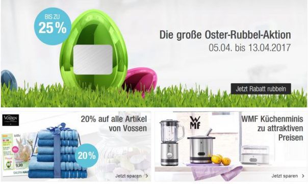 Galeria Kaufhof Oster Rubbel Aktion mit bis zu 25% Rabatt