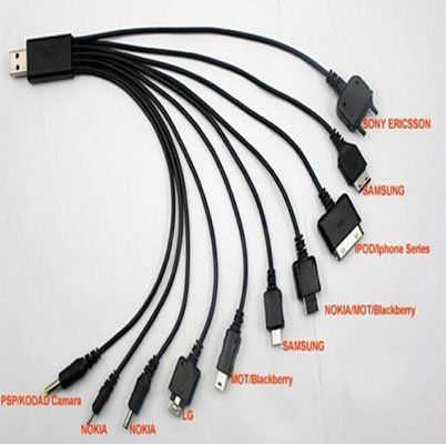10 in 1 Charger Cable Multi USB (iPhone, iPod, Samsung, uvm) für 1,01€