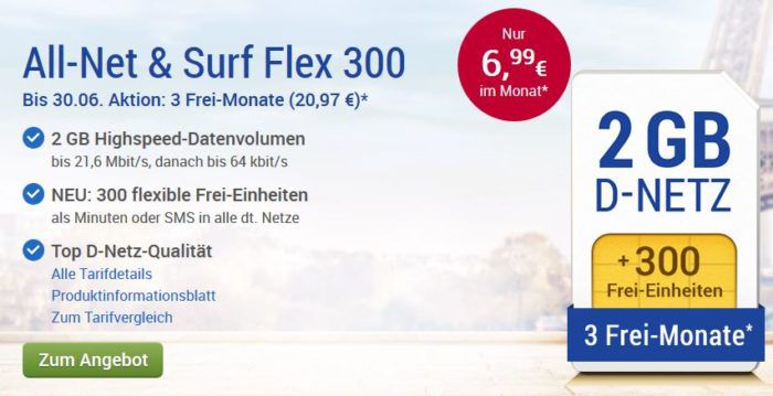 GMX Tarif mit 2GB für 6,99€ mtl.   3GB für 8,99€ oder 4GB für 12,99€ mtl.