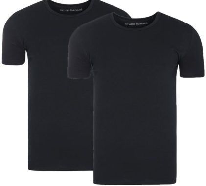 bruno banani Cotton Simply   2er Pack schwarze Herren T Shirts für 14,99€