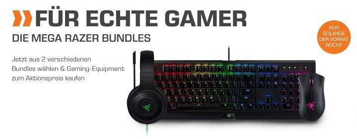 Günstige Razer Gaming Bundle bei Saturn   z.B. Headset + Tastatur + Maus für 150,99€ (statt 262€)