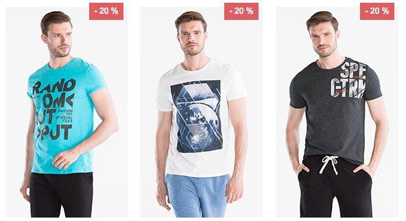 C&A mit 20% auf Damen und Herren T Shirts + 10% Gutschein + VSK frei