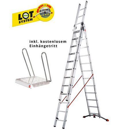 Vorbei! Hailo ProfiLOT 3x12 Sprossen Alu Kombileiter inkl. Einhängetritt für 215,99€ (statt 260€)