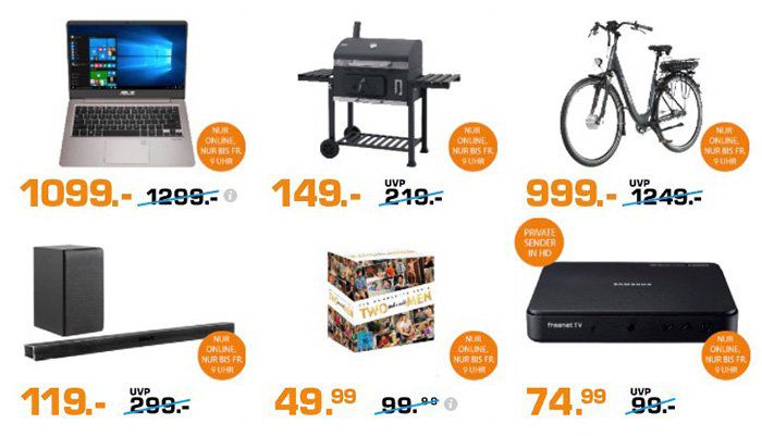 Saturn Late Night XXL Shopping Übersicht   u.a.:  TEPRO Toronto XXL Holzkohlegrill für 149€ (statt 173€)