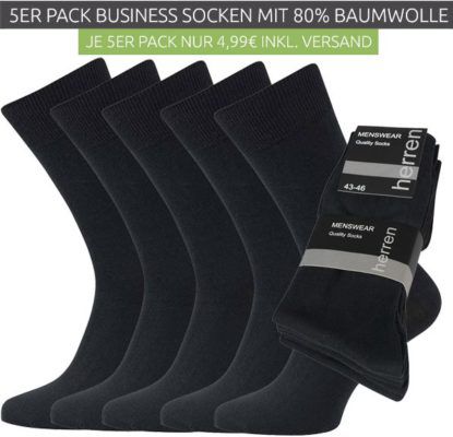 CNB Menswear   5er Pack Herren Business Socken für nur 4,99€