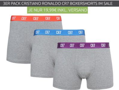 CR7 Cristiano Ronaldo   3er Pack Herren Boxershortsfür 19,99€   Adidas Real Madrid Turnbeutel für nur 4,99€