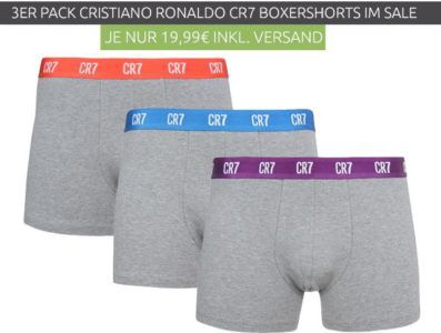 CR7 Cristiano Ronaldo   3er Pack Herren Boxershortsfür 19,99€   Adidas Real Madrid Turnbeutel für nur 4,99€