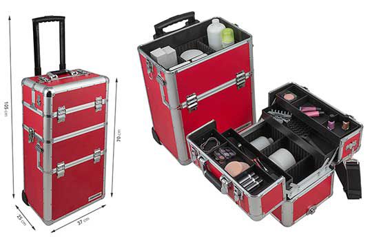 Aluminium Reisetrolley / Reisekoffer / Beautycase in Rot 60L mit Rollen für 59,90€ (statt 80€)