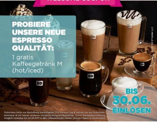 Gratis Kaffee bei Dunkin Donuts (App erforderlich)