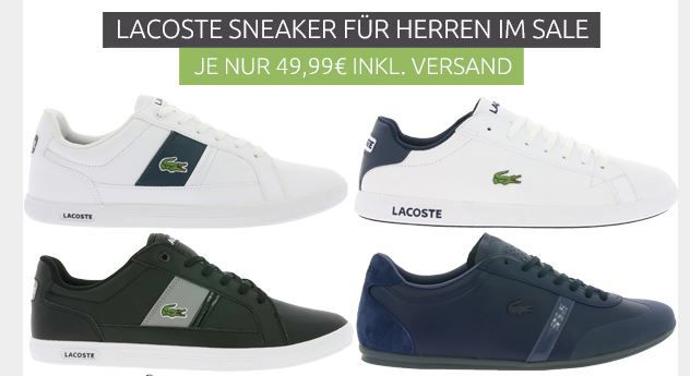 Lacoste Herren Leder Sneaker statt 71€ für 49,99€