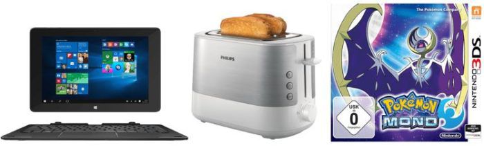 Saturn Online Offers vom Wochenende   z.B. PHILIPS HD2637 Toaster für 24,49€ oder Nintendo 3DS Pokemon Mond für nur 24,99€