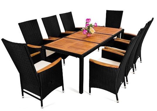 Polyrattan Sitzgruppe: 1 Tisch + 8 Stühle + 8 Sitzkissen statt 550€ für 469,95€