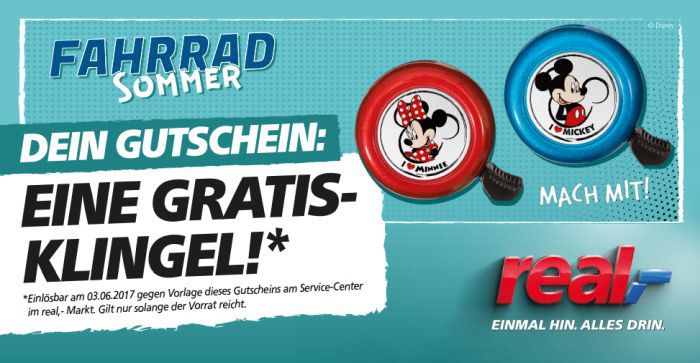 Nur am 03. Juni: Gratis Fahrradklingel mit Disney Motiv bei Real