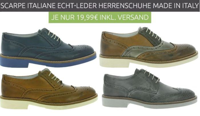 Scarpe Italiane Echtleder Schuhe für je 19,99€ Restgrößen (statt 45€)