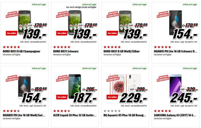 Media Markt Smartphone Geburtstagsknaller: z.B. ZTE Axon 7 64GB statt 389€ für 229€