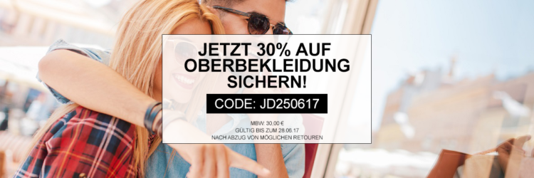 30% Rabatt auf Oberbekleidung bei Jeans Direct   auch reduzierte Artikel bis Mitternacht!