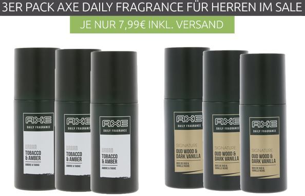 3er Pack Axe Daily Fragrance Herrenduft für 7,99€ (statt 21€)