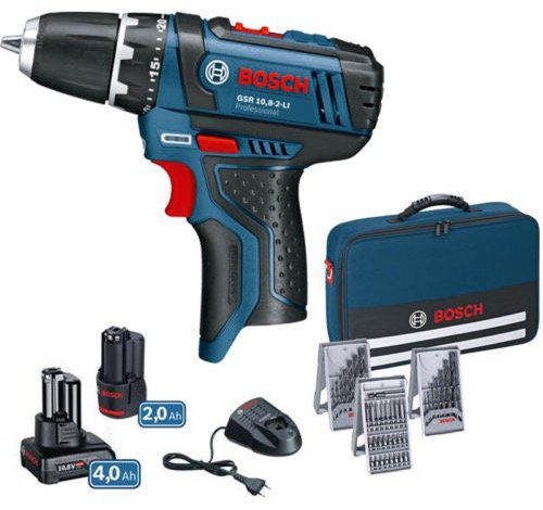 Bosch GSR 10,8 2 L Akkuschrauber + 2 Akkus + 39 tlg. Zubehör + Tasche für 93,45€ (statt 110€)