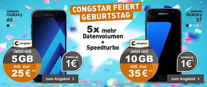 Telekom Allnet Flat mit 5GB + Samsung Galaxy A5 (2017) für 25€ mtl.