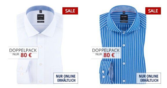 Marken Hemden im Doppelpack bei Hirmer   z.B. 2er GANT Hemden für 120€ oder 2er Tommy Hilfiger für 70€