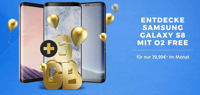 Samsung Galaxy S8 für 1€ + o2 Free M mit 6GB LTE für 39,99€ mtl.   Sky Ticket für 6 Monate gratis dazu!