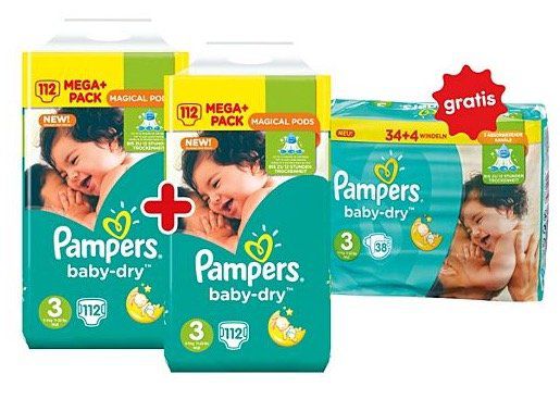 Günstige Pampers Mega Packs bei Netto   z.B. 262 Baby Dry Windeln für 40,86€ (statt 54€)