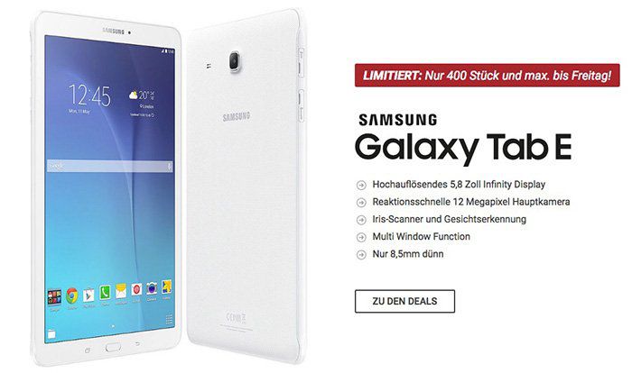 Samsung Galaxy Tab E für 4,95€ + 5GB LTE im Vodafone Netz oder 10GB LTE im Telekom Netz