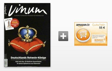 10 Ausgaben VINUM Weinmagazin für 65€ inkl. 55€ Gutschein oder 50€ Verrechnungsscheck