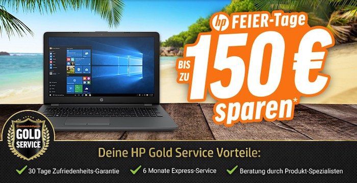 Bis zu 150€ Rabatt auf HP Notebooks   z.B. HP 3CA17ES für 307,99€ (statt 379€)