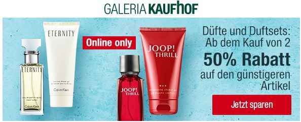 Galeria Kaufhof mit 50% Rabatt auf den zweiten Artikel aus Düfte und Duftsets