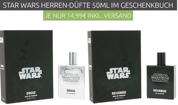 STAR WARS Revenge oder Droids  EAU DE PARFUM in Buchoptik statt 23€ für je 7,99€