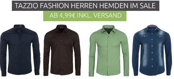 Tazzio Herren Hemden Sale   z.B. Tazzio Formal Langarm Hemd ab 9,99€