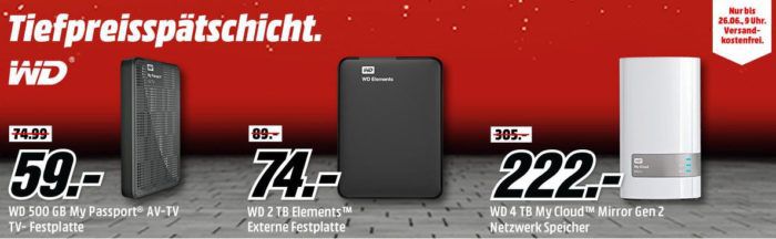 Media Markt WD Tiefpreisspätschicht   günstige externe Festplattten und NAS