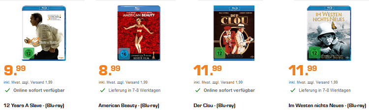 Saturn: 3 Blu rays für 15€