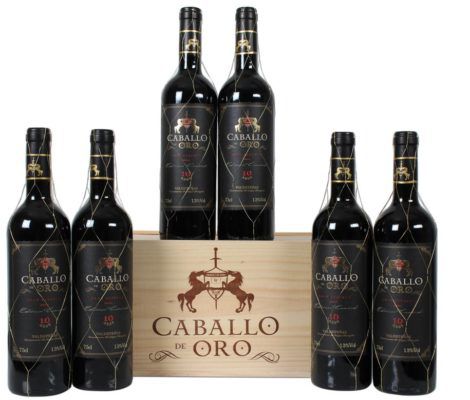 6x Caballo de Oro   Valdepeñas Rotwein Gran Reserva in Holzbox für 42,44€ (statt 60€)