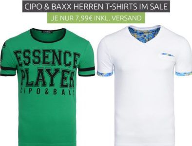 T Shirts & Tank Tops Sale ab 2,99€ z.B. CIPO & BAXX T Shirt für 7,99€