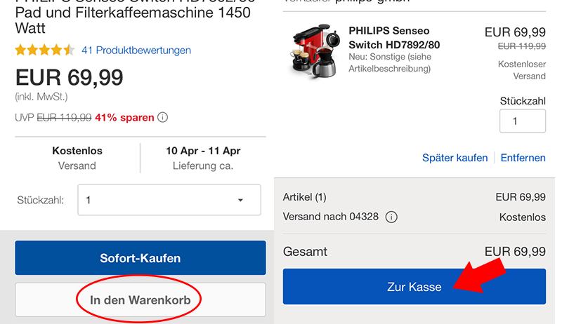 eBay Gutscheine per Smartphone einlösen