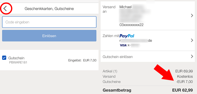 eBay Gutscheine per Smartphone einlösen